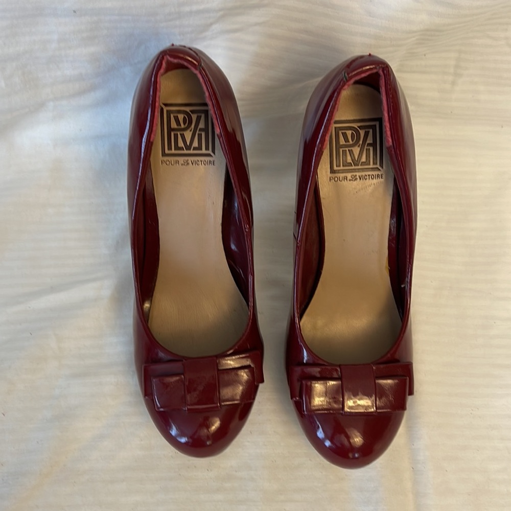 POUR La VICTOIRE Platform Heels Red Size 8 - Picture 8 of 13